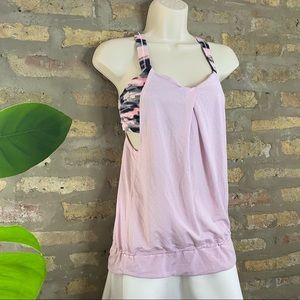 LULULEMON ~ Pink Open Sides Running Tank Top with Built in Sports Bra